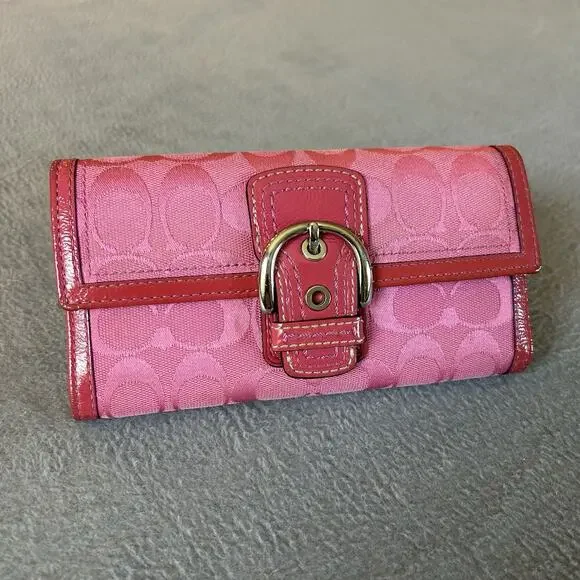 Coach | Bags | Coach Canvas Leather Soho Pink Signature Bifold